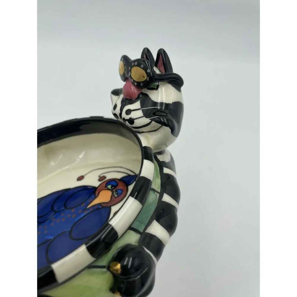 SWAK  Lynda Corneille Clancy the Cat Ceramic Bowl Dish Unique Collectible Signed